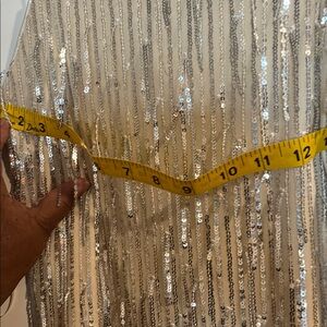 Francesca's Collections Silver Sequin Spaghetti Strap Dress